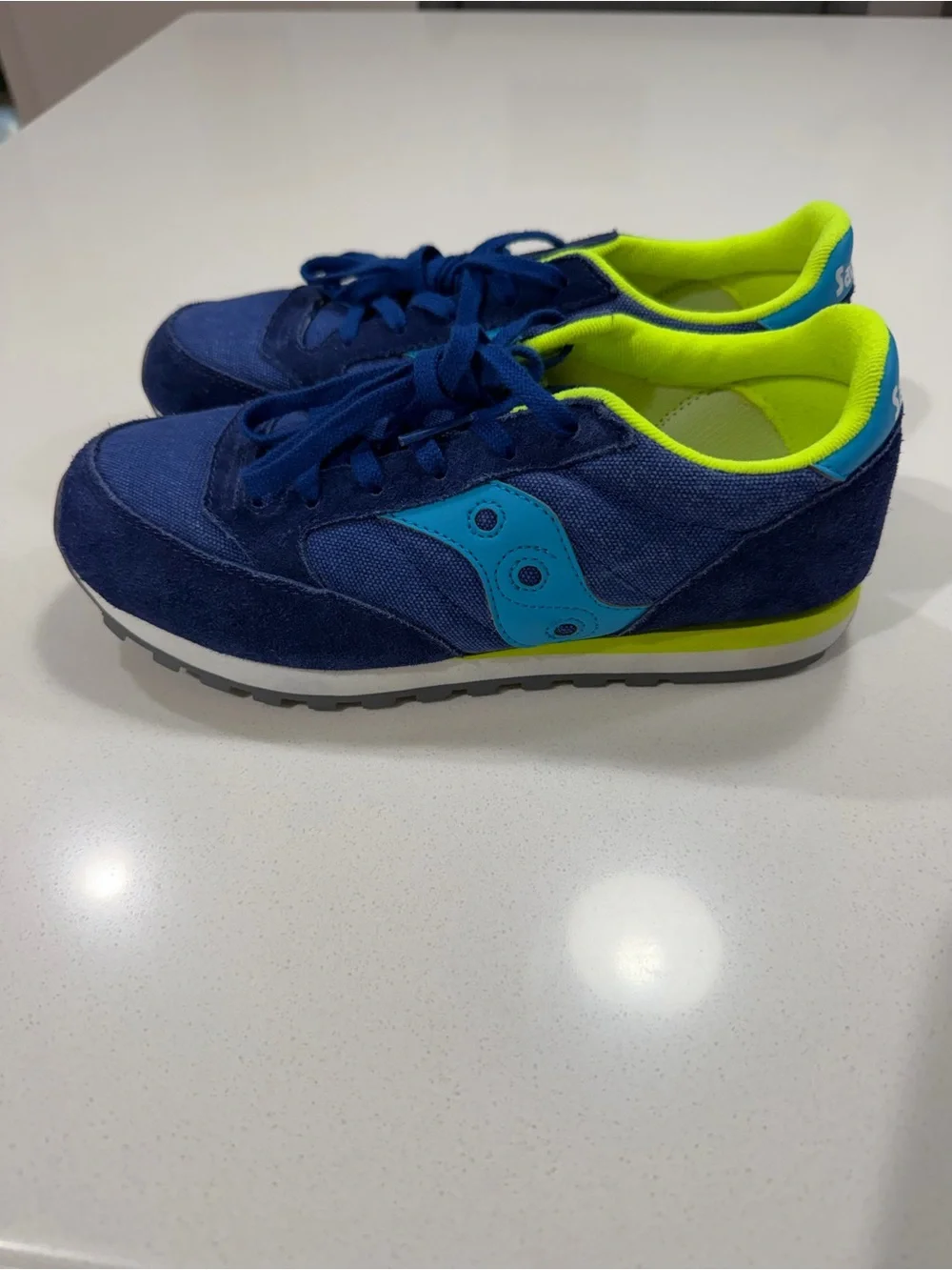 Saucony Big Kids Navy & Neon Yellow-Green-Jazz Original Sneakers